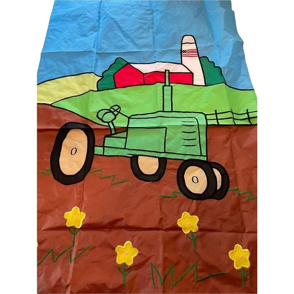 Vinyl Tractor Barn Porch Flag Colorful Spring Flowers Daisies